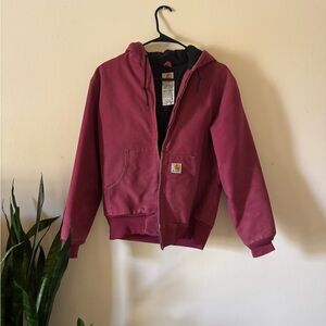 Carhartt Red Zip-Up Jacket with Ribbed Cuffs